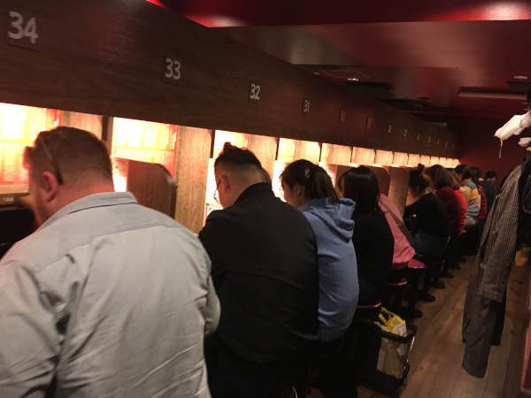 quarantine like exam hall for Ichiran Ramen feast